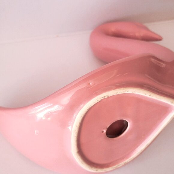 Vintage 1980s Dusty Pink Rose Ceramic Swan Towel Holder - Picture 8 of 8
